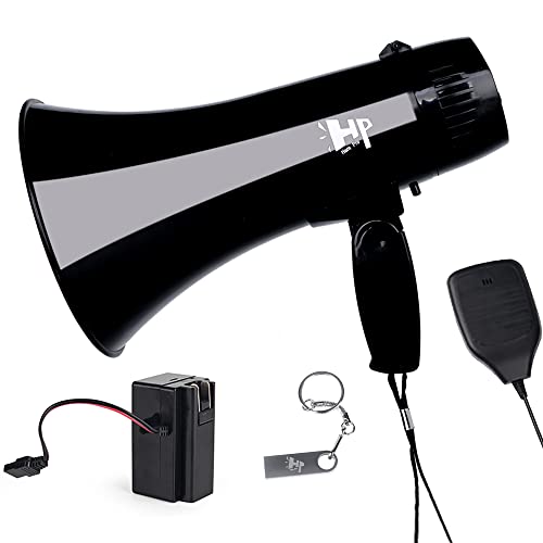  Megaphone Bullhorn - with Built-in Siren 35 Watt&40 Watt Voice Recorder & 400 Meters - Black