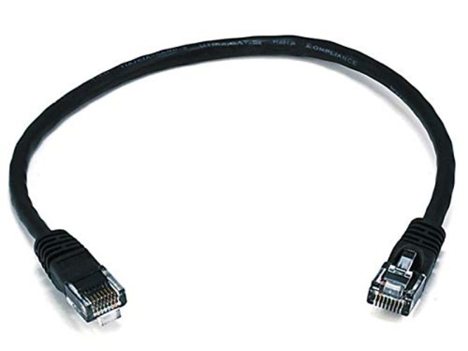 Monoprice 102288 Cat6 Ethernet Patch Cable - Network Internet Cord - RJ45, Stranded, 550Mhz, UTP, Pure Bare Copper Wire, 24AWG, 1ft, Black - 1 Feet