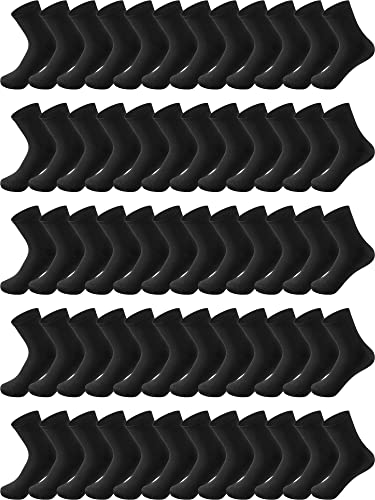 Tarpop 100 Pairs Mens Socks Bulk Moisture Wicking Socks Casual Sports Ankle Socks Bulk for Homeless Unisex Adult Men Women - 6-10 - Black