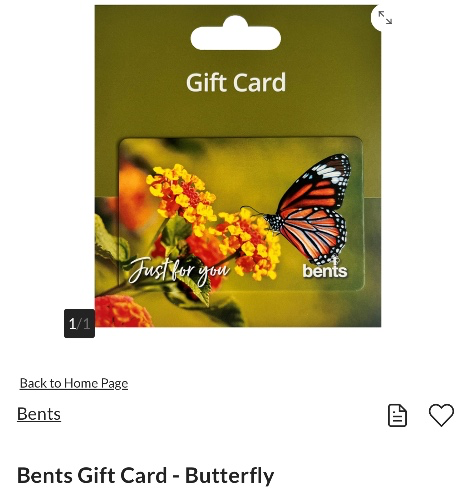 Bents gift card