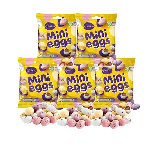 Bulk Easter Egg Bundle - 5X Cadbury Mini Eggs 80g - Milk Chocolate Mini Eggs For Easter 2023 Egg Hunt - Easter Chocolate For Adults Boys Girls