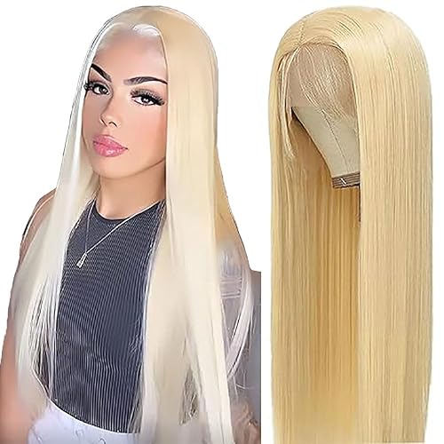 AiPliantfis Human Hair Wig for Woman Straight Lace Front Wig 13x6 Cheveux Perruque Femme Naturelle Perruque Blond Blonde Wig 613 Bleached Knot Grade 8A Brazilian Remy Hair for Woman 20 Pouce - 20 Pouce - 13x6 613 Wig Straight