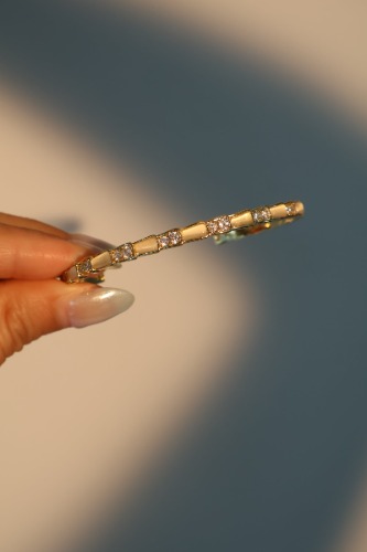 14K Real Gold Plated White Opal Diamonds Bracelet | Default Title