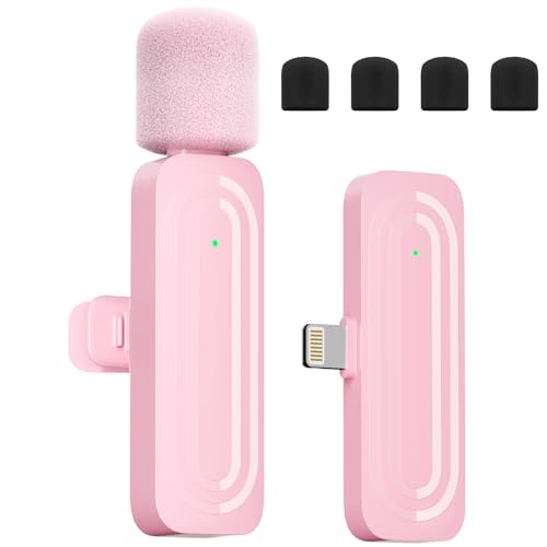 IIQ Microphone for iPhone iPad,Pink Mini Microphone for Video Recording, Professional Wireless Microphone for Interview Video Podcast Vlog YouTube - Pink Mic