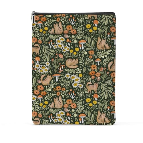 Book Sleeve Book Protector Book Pouch Book Lovers Gifts Bookish Gifts Book Cover with Zipper for Hardcover Paperback Washable Floral Cat Printed Gift Bag for Women Teacher Reader, BookCover - Multicolor370