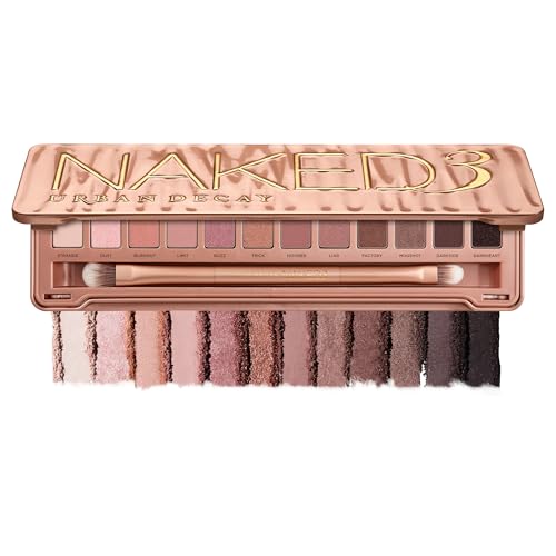 URBAN DECAY Naked Eyeshadow Palette, 12 Ultra-Blendable Shades, Rich Colors with Velvety Texture, Long-lasting Wear, Eye Makeup Set Includes Mirror & Double-Ended Makeup Brush, Vegan, Cruelty Free - Naked3