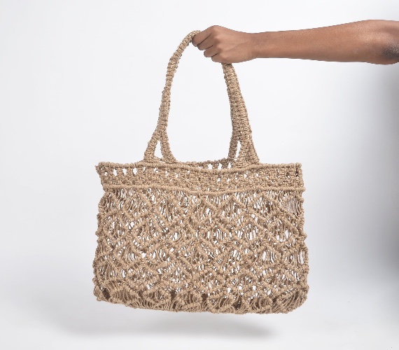 Macrame Jute Summer beach bag, 17.5 X 13.5 Inch | 18L x 10W