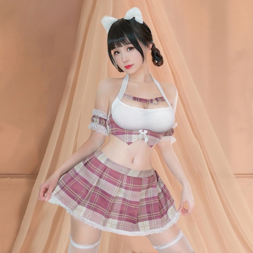 Amorino Anime Schoolgirl Outfit - Pink / S