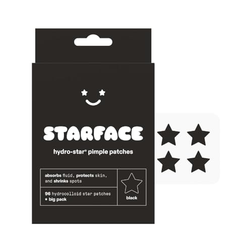 Starface Black Star BIG PACK, Hydrocolloid Pimple Patches, Absorb Fluid and Reduce Redness, Cute Star Shape, Cruelty-Free Skincare (96 Count) - 96 Count (Pack of 1) - Black Hydrocolloid Stars