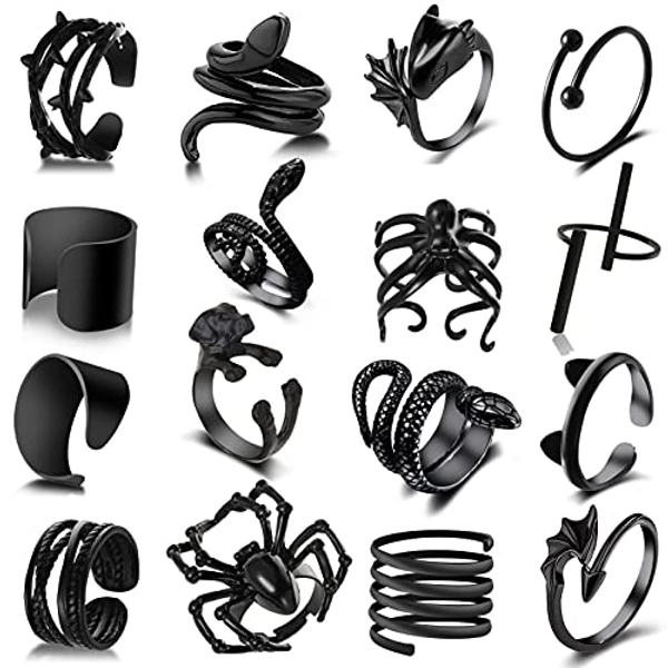 Hefanny 16-59 PCS Y2K Pcs Vintage Knuckle Rings Set Stackable Finger Rings Midi Rings for Women Bohemian Hollow Carved Flowers Gold&Silver Rings Crystal Joint Rings