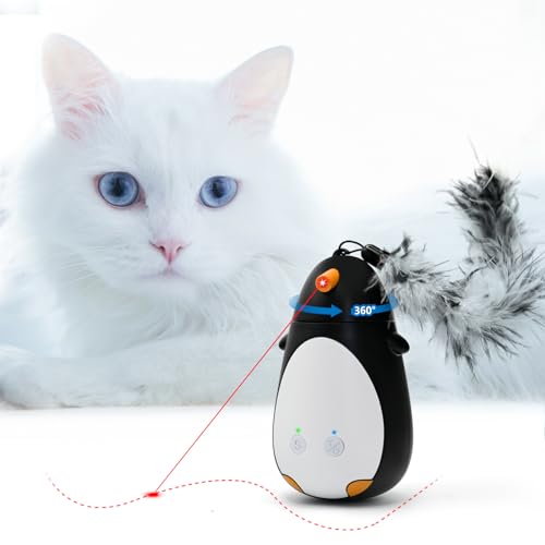 Ficuswin Cat Laser Toys Automatic, Interactive Cat Toys, Cat Toys for Indoor Cats/Kittenes/Dogs, Handheld Modes & Automatic 360° Rotation Random Circle Rechargeable Battery