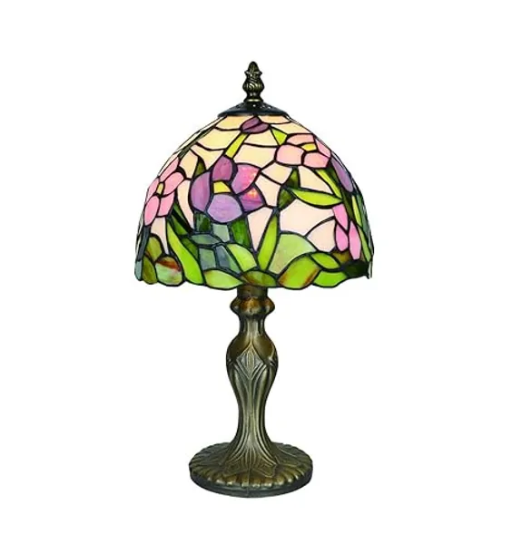 Tokira Tiffany Leitmotiv Tischlampe Vintage, E14 DIY Glasmalerei Deko Landhausstil Blumen Nachtlicht, Jugenstil Tischlampe for Schlafzimmer/Wohnzimmer/Kinderzimmer [Ohne Glühbirnen]