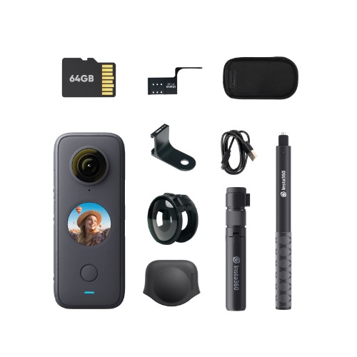 insta360 ONE X2 360 Degree Waterproof Action Camera, 5.7K 360, Stabilization, Touch Screen, AI Editing, Live Streaming, Webcam, Voice Control (Creator Kit) - Creator Kit