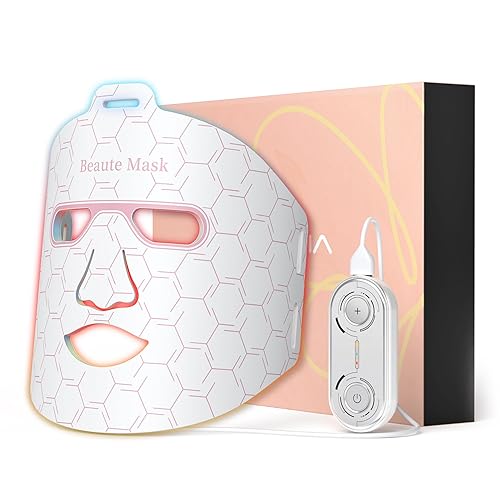 IBORRIA Led Face Mask Light Therapy, Near infrared Red Light Therapy for Face, Flexible Silicone Light Therapy Mask, Red Light Therapy Mask for at Home Face Masks Skincare (Sleek White)