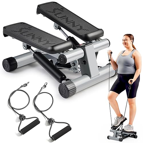 Sunny Health & Fitness Mini Steppers for Exercise at Home, Stair Step Workout Machine with Optional Resistance Bands, Full Body Cardio Equipment, Optional Free SunnyFit App Connection Smart Stepper - Original