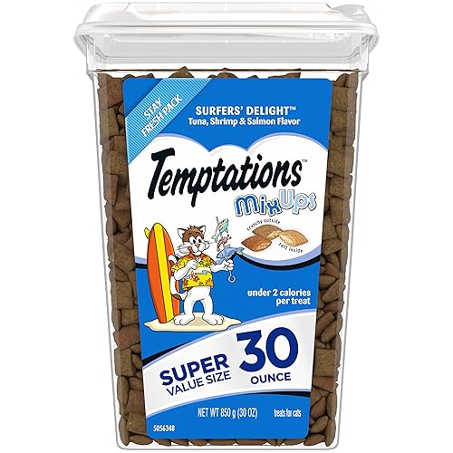 Temptations MixUps Surfer's Delight Flavor Crunchy and Soft Cat Treats, 30 oz. Tub - 1.88 Pound (Pack of 1)