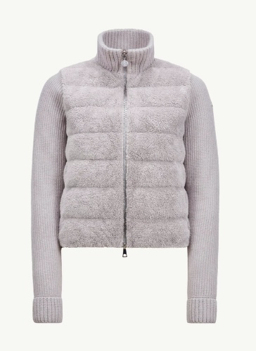 Moncler Padded Wool & Teddy Zip-Up Cardigan