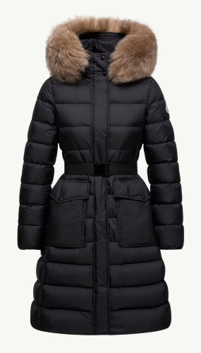 Moncler Khloesse Hooded Shearling-Trimmed Long Down Jacket