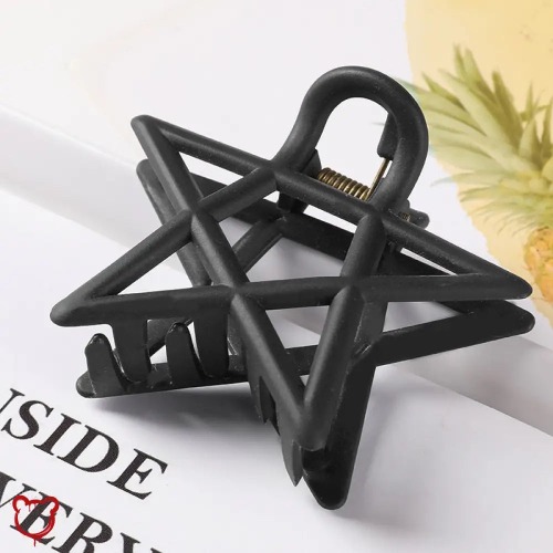 Star Resin Hair Clips - black