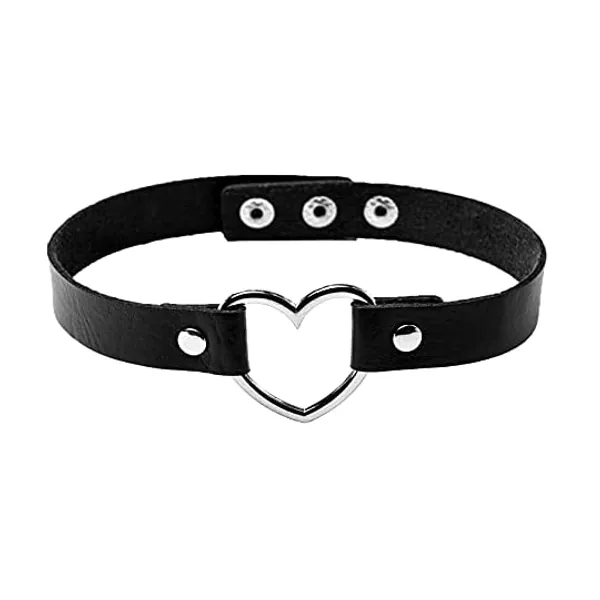 MILAKOO Vintage Love Heart PU Cuir Collier Ras du Cou Goth Collier Ras du Cou pour Les Femmes