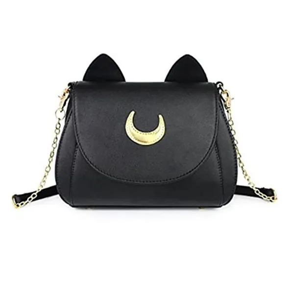 Sac à Main Femme Sac Porté Main Epaule en PU Cuir Kawaii Forme de chat mignon Sacoche Sacs décontractés (Noir)