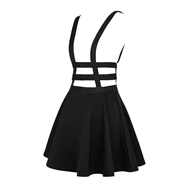 EXCHIC Femmes Rétro Sling Robe Mode Jupe Patineuse Mini Casual Cru Jupe