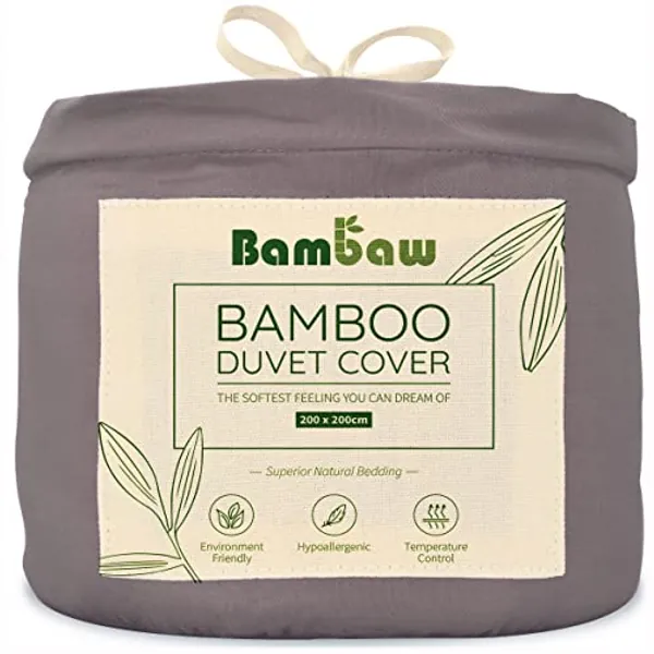 Dark Grey Duvet Cover Double | Bamboo Duvet Cover | 200x200 cm | Dark Grey Duvet Cover | Anti Allergy Duvet | Soft Duvet Double Cover Set | Dark Grey Bedding | Warm Bedding | Double Bed Duvet | Bambaw