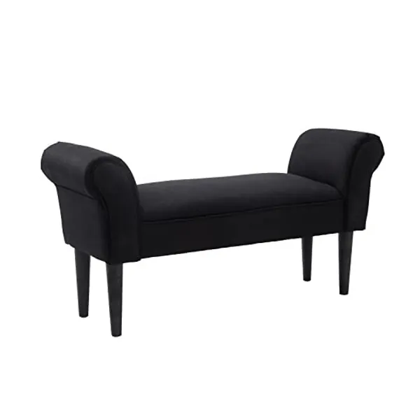 
                            HOMCOM Small-sized Bed End Side Chaise Lounge Sofa Window Seat Arm Bench Wooden Leg Fabric Cover (Black)
                        