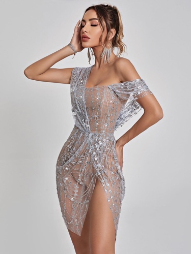 MewMews | Bailee Split Sequin Mini Dress | M