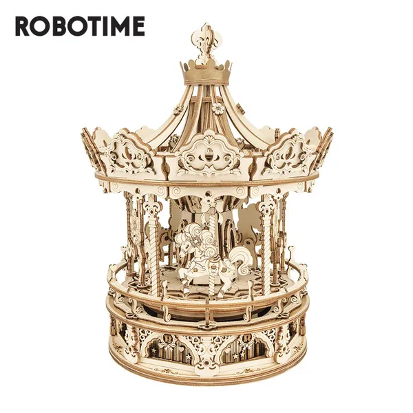 Robotime ROKR Music Box 3D Wooden Puzzle Game Assembly Model Building Kits Toys for Children Kids Birthday Gifts