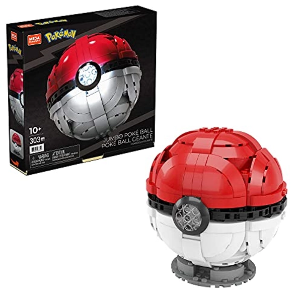 MEGA Pokémon Toy Building Set 5-inch Build and Display Jumbo Poké Ball Collectibe, Lights Up, HBF53
