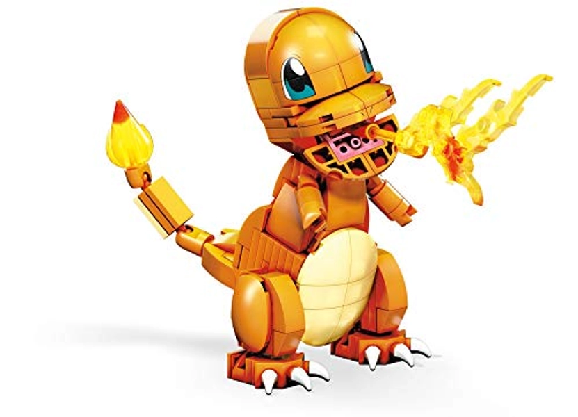 MEGA Pokémon Build & Show Charmander toy building set, 4 inches tall, poseable, 185 bricks and pieces, for boys and girls, ages 7 and up, GKY96