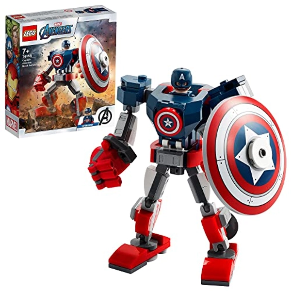 LEGO 76168 Marvel Avengers Captain America Mech Armour Set, Action Figure Toy for 7+ Years Old Boys and Girls
