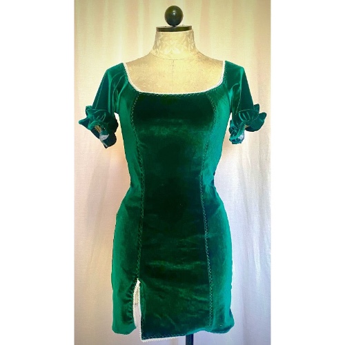 The Jessie Dress in Green Velvet | customizable