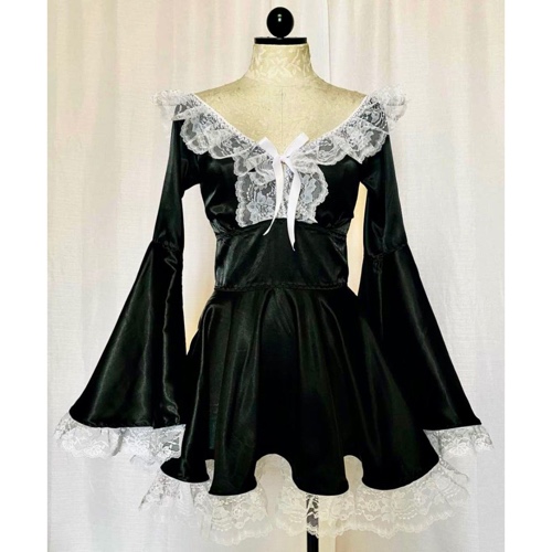 The Deidre Dress in Black with White Lace | customizable