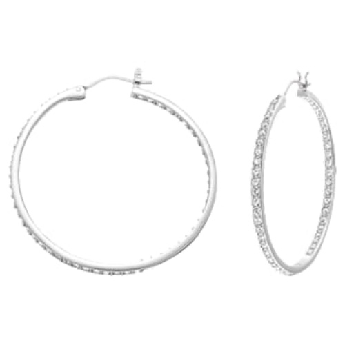 White diamond hoop earrings