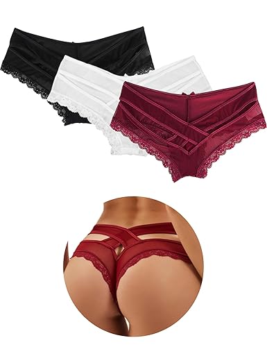 ohyeahlady Women Sexy Criss Cross Underwear Seamless Bikini Naughty Panty Brief Thong Cheeky - X-Large-XX-Large - Style 2 Mix-3pack
