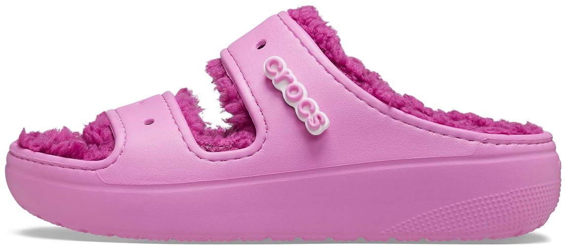 Crocs unisex-adult Classic Cozzzy Platform Sandals Fuzzy Slippers Wedge Sandal - 10 Women/8 Men - Taffy Pink