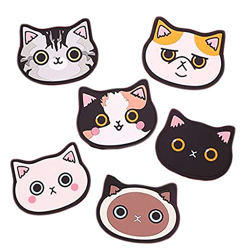 Cat Cup Silicone Coaster Mug - Rubber Mat for Wine, Glass, Tea- Best Housewarming Beverage, Drink, Beer- Home House Kitchen Decor - Wedding Registry Gift Idea (Black) - Black