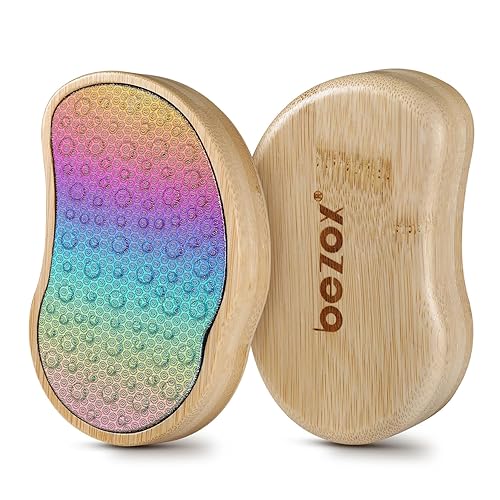 BEZOX Stainless Steel Pedi Egg Foot File Callus Remover for Dry and Wet Feet, Smooth Rough Skin, Plastic-free Callus Pumice Stone, Washable Foot Scrubber for Cracked Heels - Rainbow - Rainbow