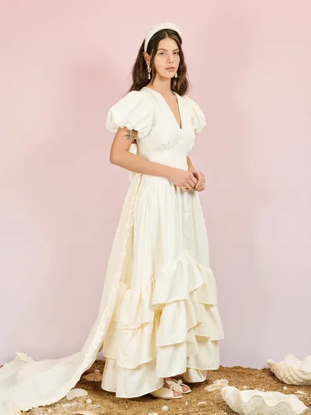 DREAM Chloe Jacquard Maxi Dress | White Alyssum / S