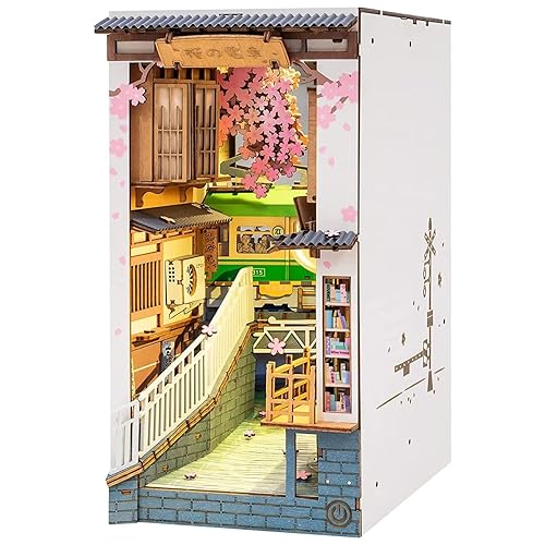Rolife Sakura Densya DIY Book Nook Kits Modell Holzbausatz,Bookshelf Insert Diorama Bookends, Booknook Bücherregaleinsatz Kits,Japanische Deko Lehrer Geschenk (TGB01) - Sakura Densya