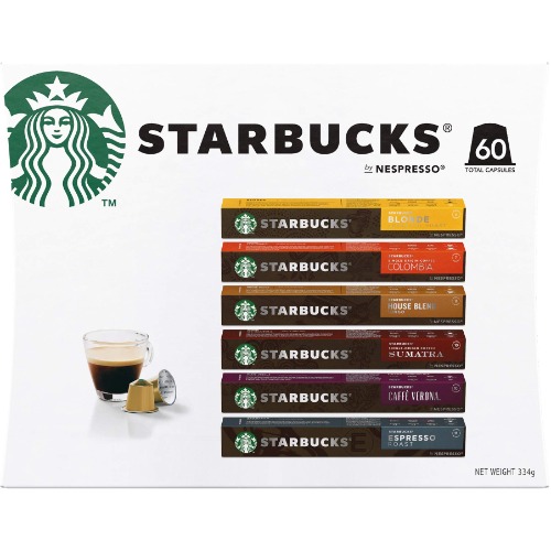 Starbucks By Nespresso Coffee Pods Variety Pack 60 Capsules (10 of each flavour)