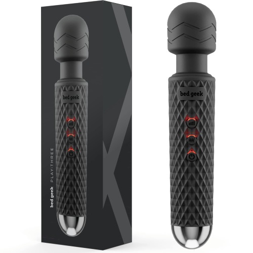 Wireless Full Body Massager by BED GEEK Handheld Waterproof Electric Massage Skin Soft Silicone 20 Patterns 8 Speeds (Black)