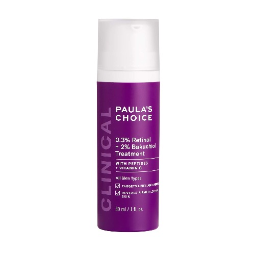 Paula's Choice CLINICAL 0.3% Retinol + 2% Bakuchiol Treatment, Anti-Ageing Serum for Deep Wrinkles & Fine Lines, Fragrance-Free & Paraben-Free, 30 mL