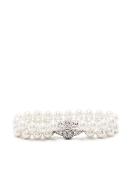Orb-charm pearl necklace
