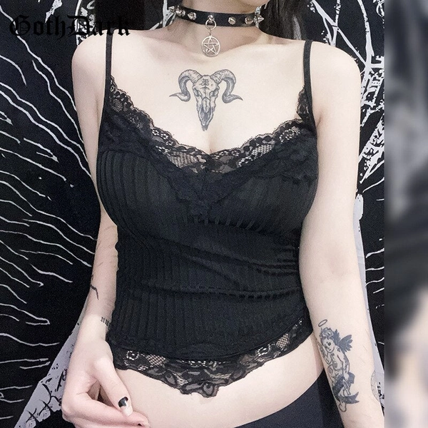 Casual Black Lace Crop Top