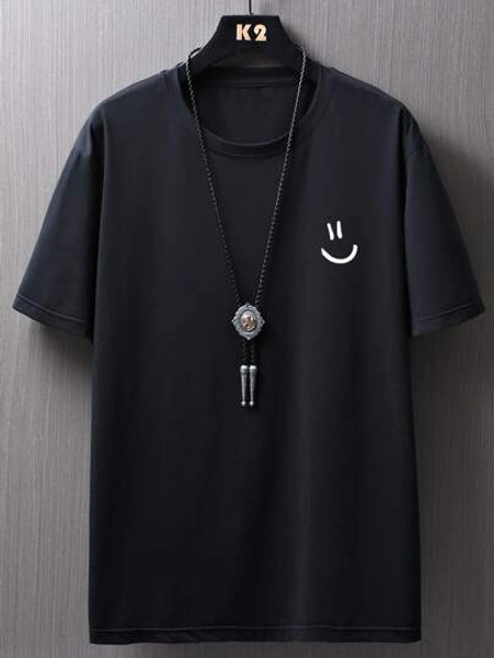 Manfinity Hypemode Men Cartoon Face Print Casual Short Sleeve Tee, Boyfriend Gift, For Work