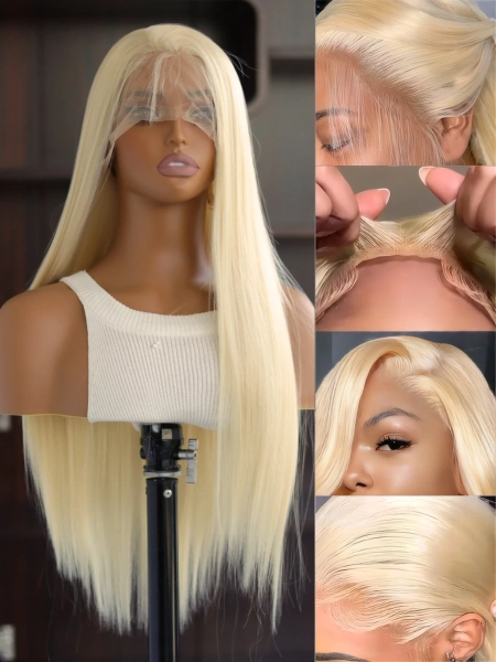 Platinum Blonde Synthetic Lace Front Wigs for Black Women Straight Lace  Wig  Preplucked Heat Resistant Fiber Women's Wig - AliExpress 200165144