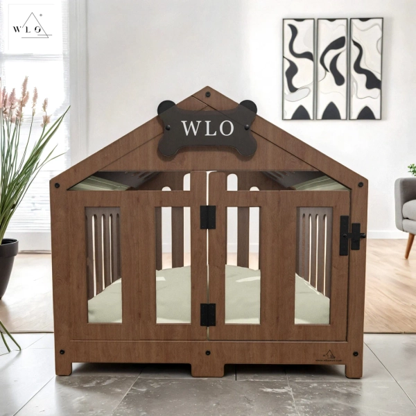 WLO® Walnut Gabled Modern Dog Crate, Premium Wooden Dog Crate With Free Customization, Multiple Colors & Gift Cushion Covers - Etsy